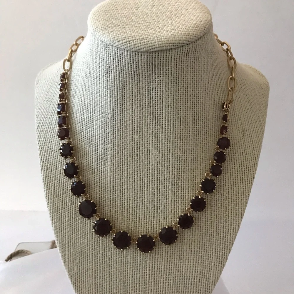 Ruby looking colored stone & gold 2 strand necklace‎